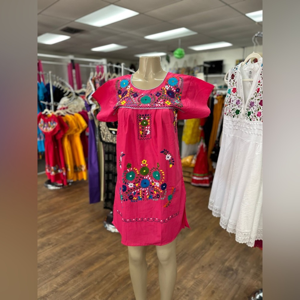 Puebla Traditional Hot Pink Dress